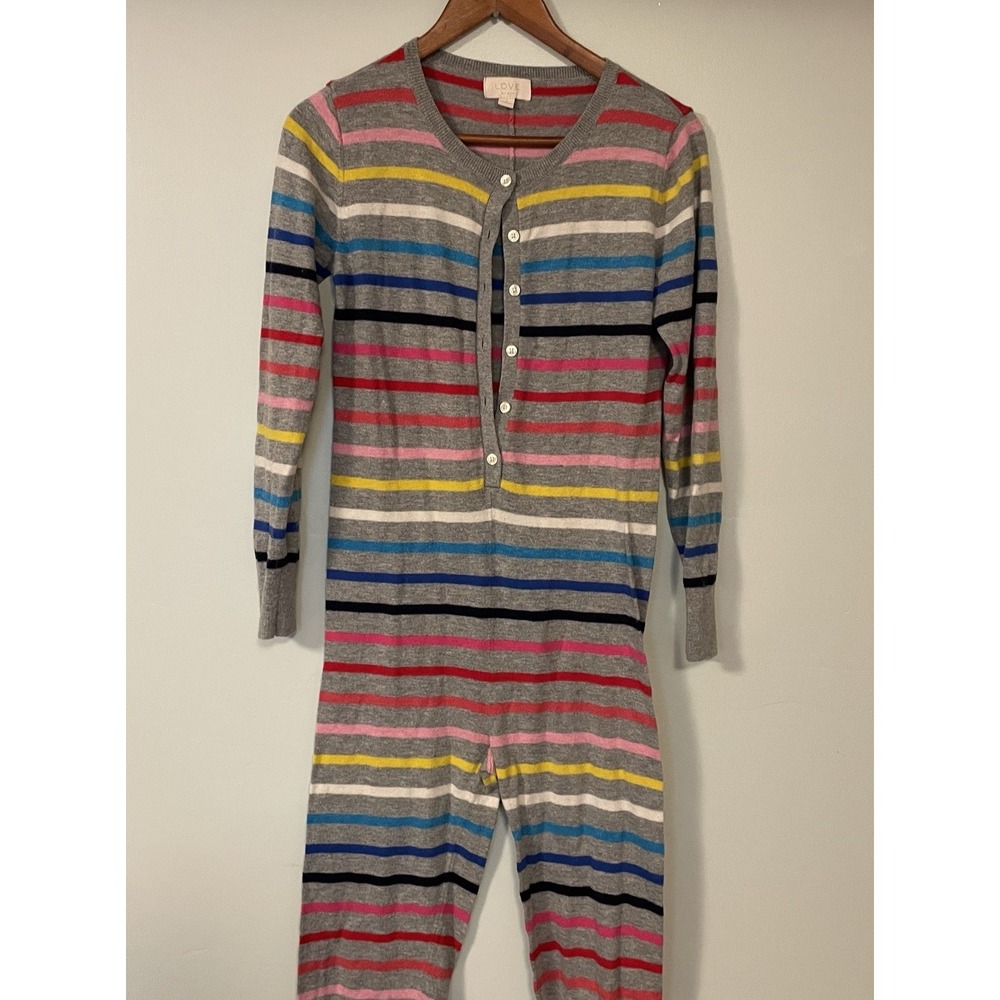 GAP One Piece Pajamas Woman S Striped Multicolor Button Front Long Sleeve Wool